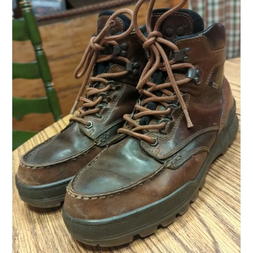 Ecco Track II High‎ Gore-Tex Waterproof Brown Leather Ankle Boots Mens 8 8.5